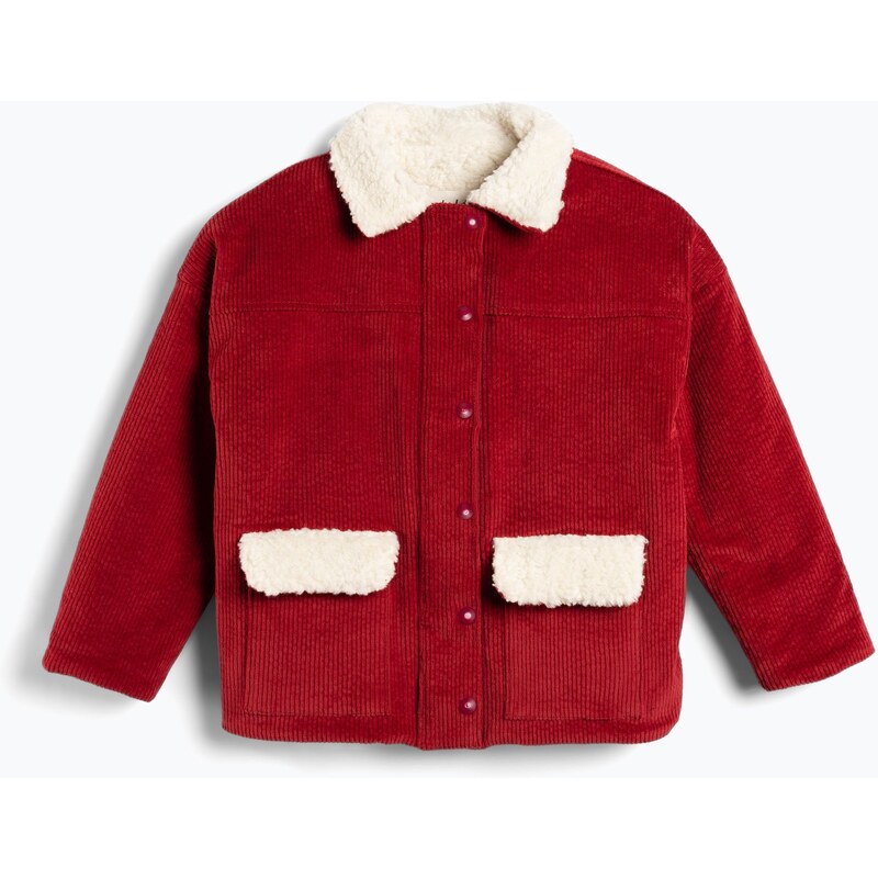Dětská bunda KID STORY Teddy warm red flowers