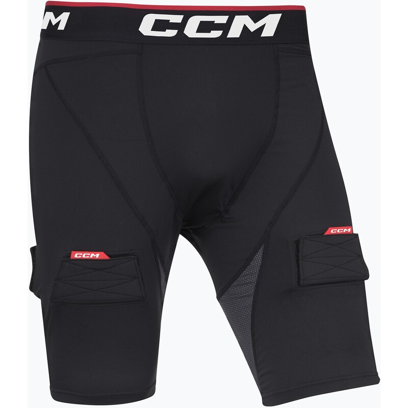 Pánské hokejové šortky CCM Ribano Compresion SR s kšandami černé