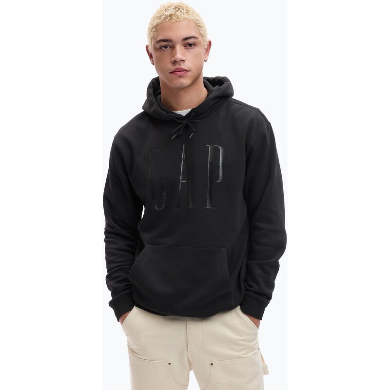 Pánská mikina s kapucí GAP Shine Logo true black