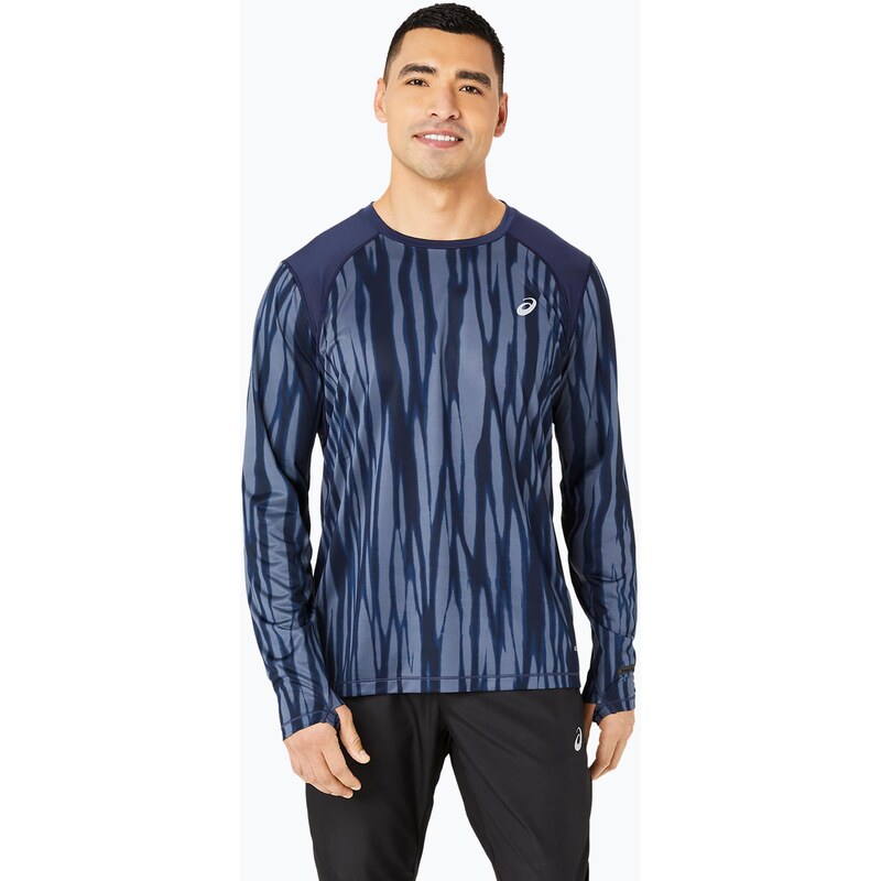 Pánské běžecké tričko longsleeve ASICS Road All Over Print blue