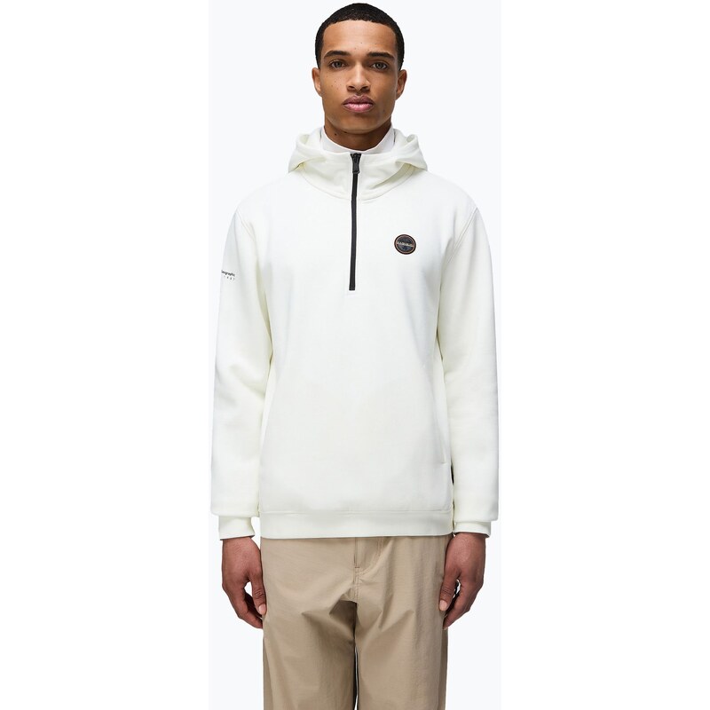 Pánská mikina Napapijri B-Badge Half Zip Hooded white heron