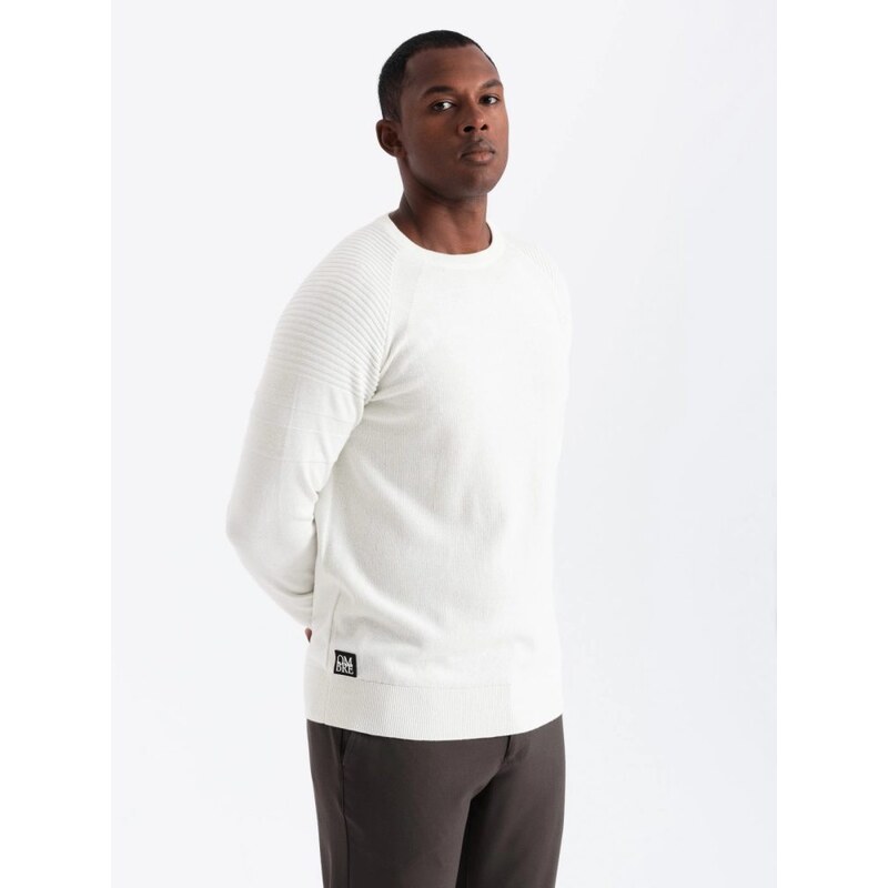 Ombre Clothing Moderní bílý pánský svetr V1 SWSW-0144