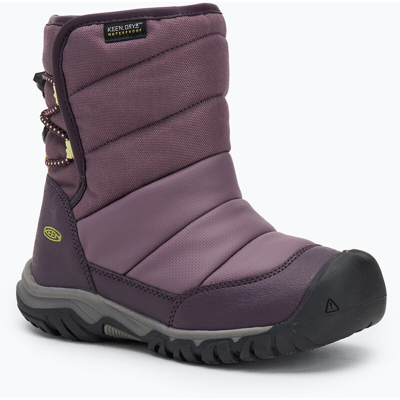 Dětské sněhule KEEN Puffrider WP black plum/daiquiri green