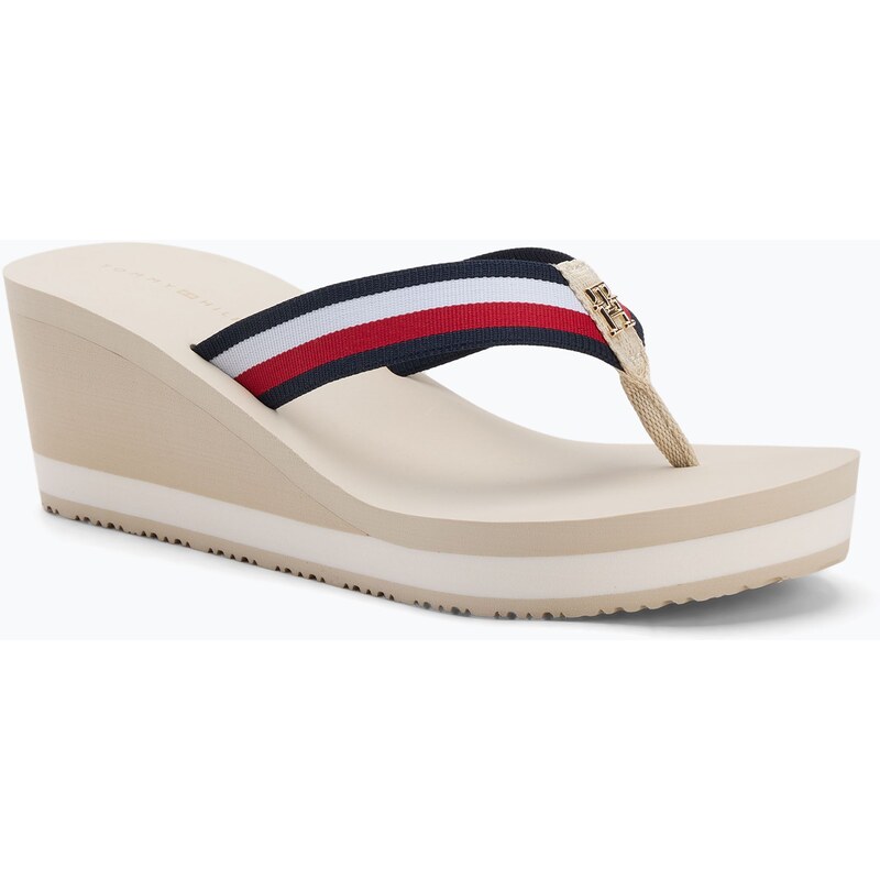 Dámské žabky Tommy Hilfiger Corporate Wedge Beach Sandal muslin