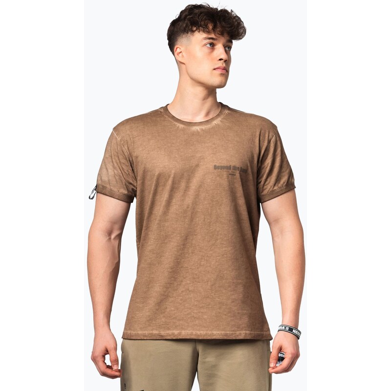 Pánské sportovní tričko NEBBIA Washed-Off Max Out light brown
