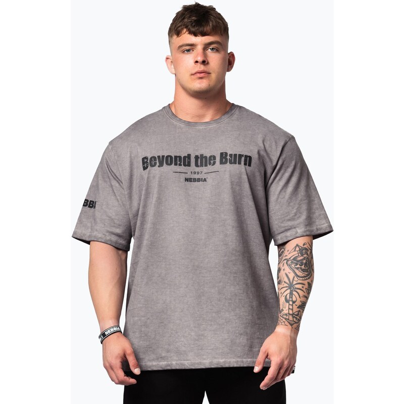 Pánské sportovní tričko NEBBIA Washed-Off Heavyweight Grind
