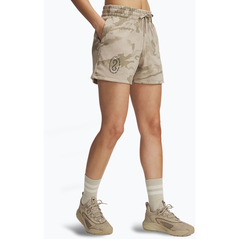 Dámské šortky Under Armour Project Rock Terry city khaki / hyper