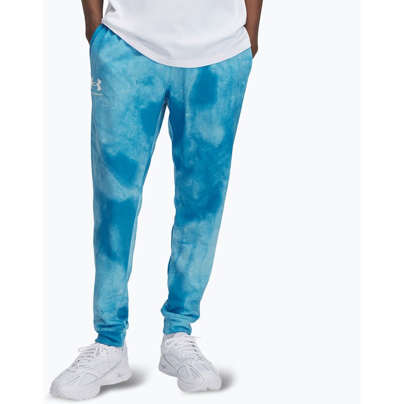 Pánské kalhoty Under Armour Rival Terry Jogger s potiskem ether