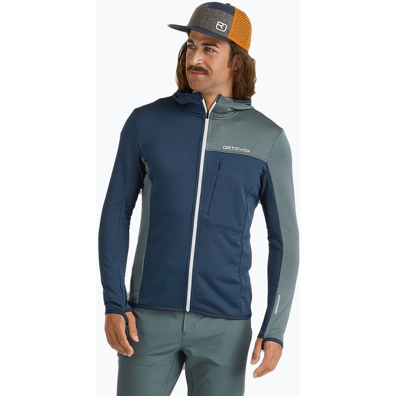 Pánská mikina ORTOVOX Fleece Light Grid Hooded deep ocean