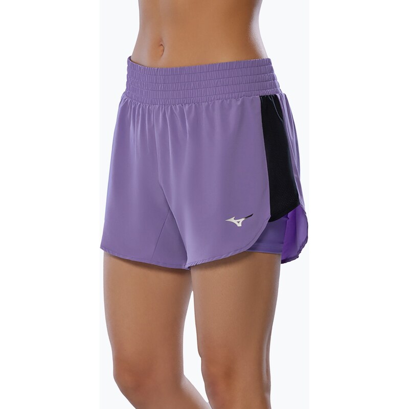 Dámské běžecké šortky Mizuno 2IN1 4,5 paisley fialové