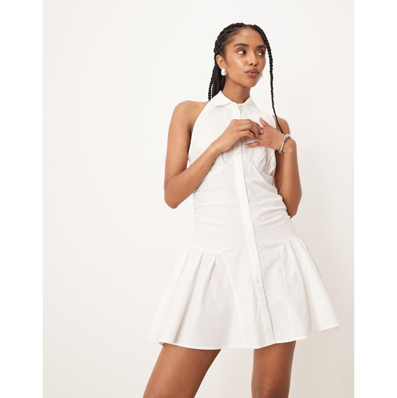 ASOS DESIGN sleeveless shirt mini dress in white