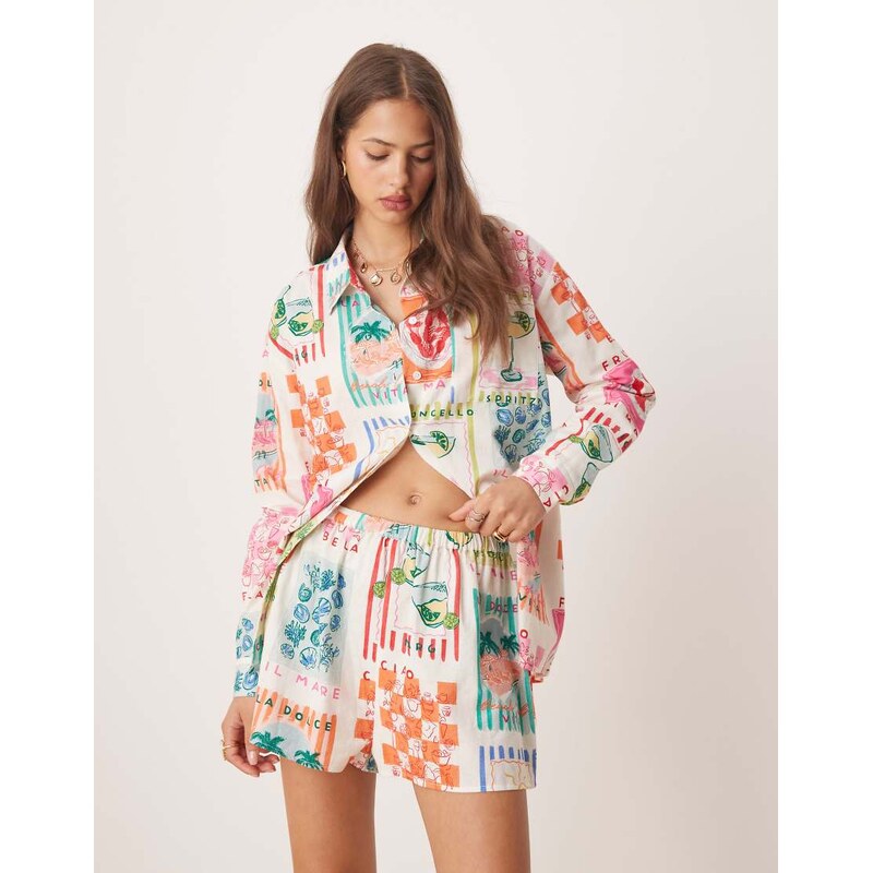 Miss Selfridge shorts co-ord in resort print-Multi 107710639