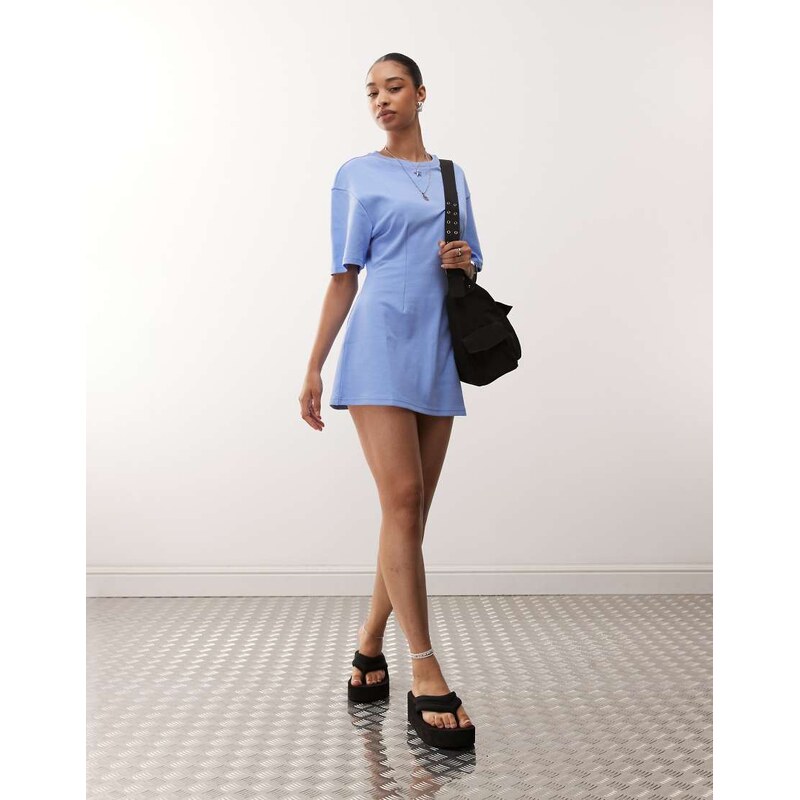 Monki t-shirt dress with cinched waist in blue 115566692