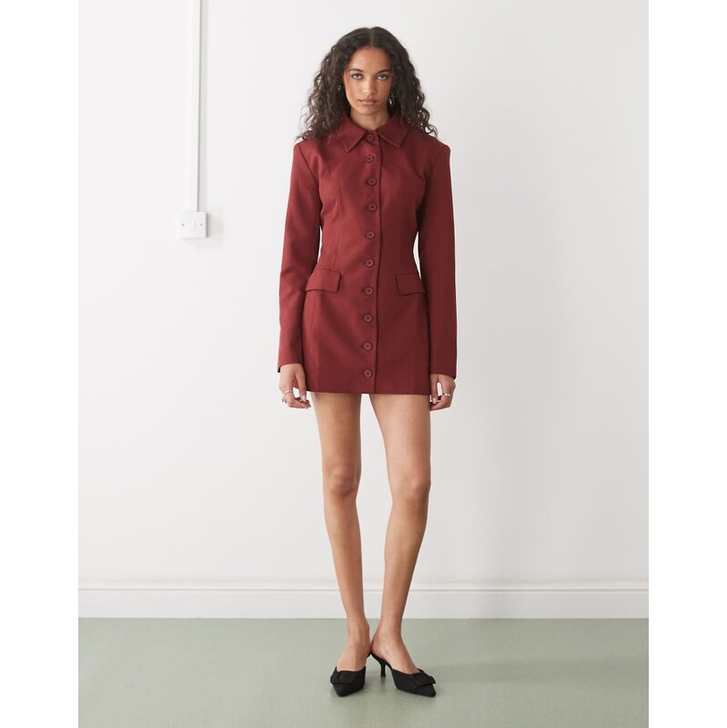 Lioness Cheri structured button front tailored blazer mini dress in 107250162