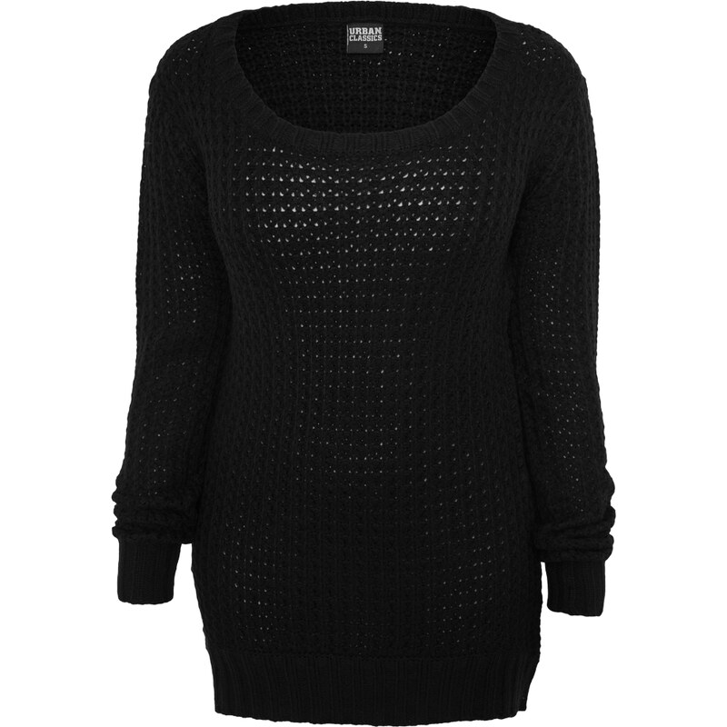 URBAN CLASSICS Ladies Long Wideneck Sweater - black