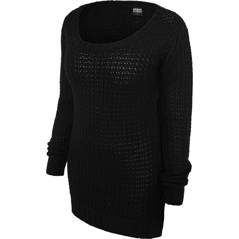 URBAN CLASSICS Ladies Long Wideneck Sweater - black