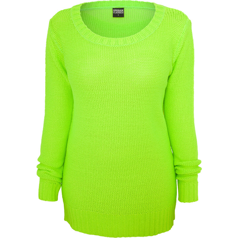 Urban Classics Ladies Wideneck Knit Pullover neon green
