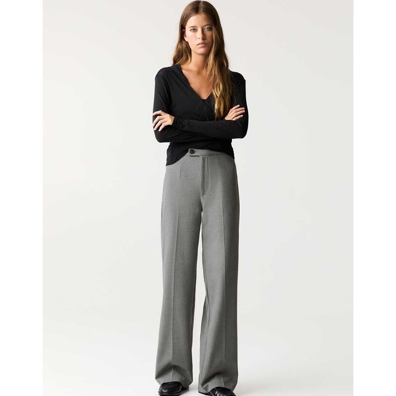 Pull&Bear high waist smart trousers in grey 108520727