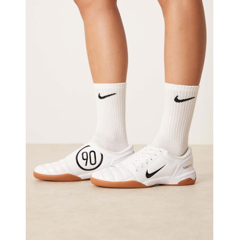 Nike T90 unisex trainers in white with gum sole
