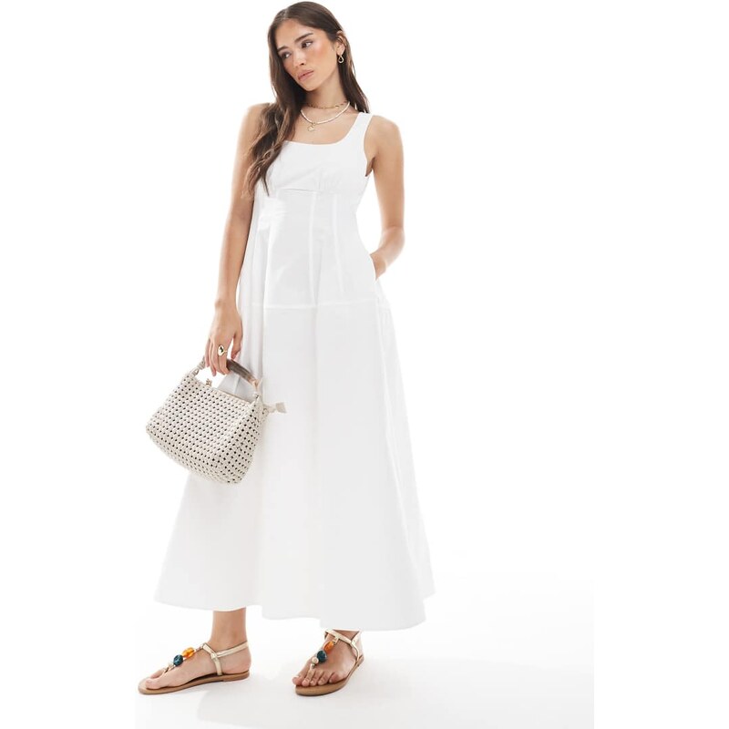 Vero Moda cotton poplin midi dress with cinched in waist detail