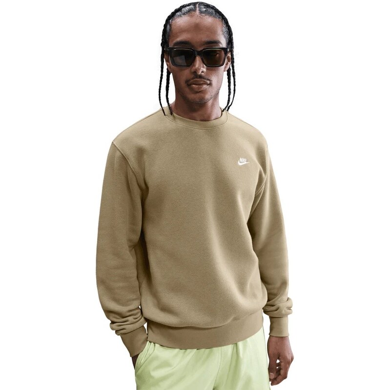 Nike Club Mens Fleece Crew PARACHUTE BEIGE/WHITE 297