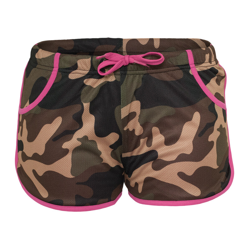 Urban Classics Ladies Camo Mesh Jersey Lined Hot Hotpant camouflage pink