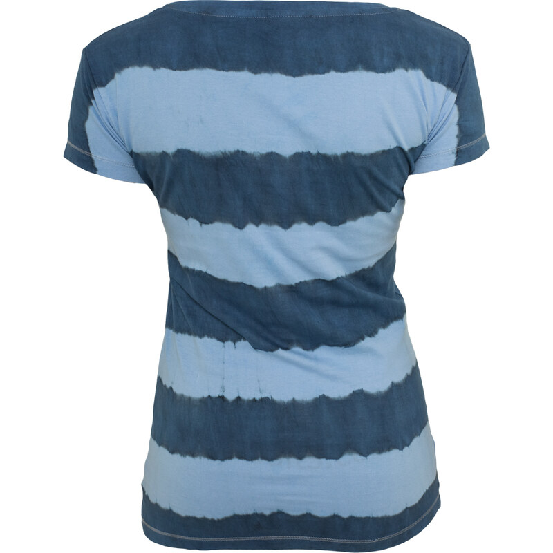 URBAN CLASSICS Tričko Ladies Dip Dye Stripe Tee - denimblue/skyblue