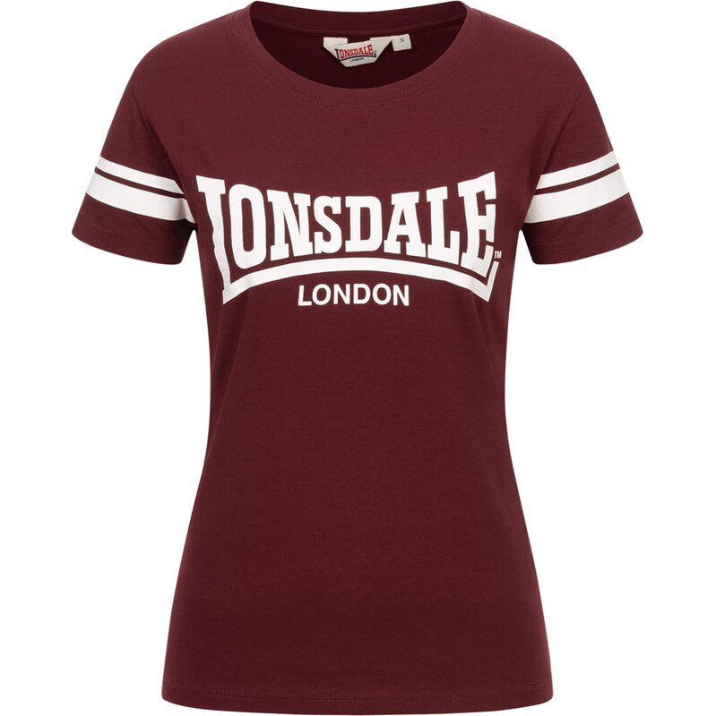 LONSDALE Tričko vínově červená / bílá