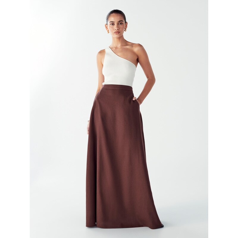 Willa Sukně SARAS MAXI SKIRT hnědá