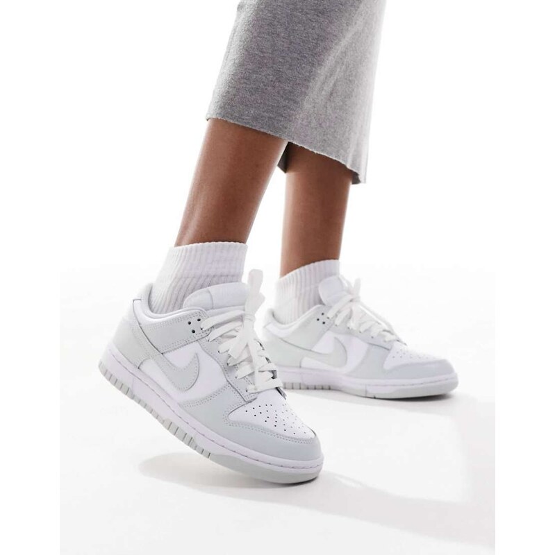 Nike Dunk Low trainers in white and grey
