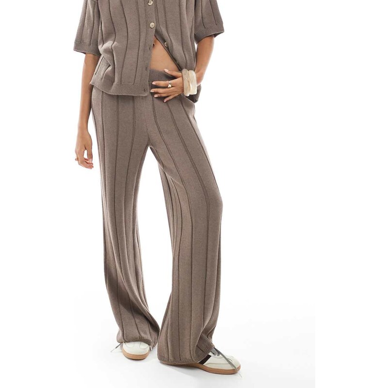 ASOS DESIGN knitted cotton trouser co-ord in mocha-Brown 107250179