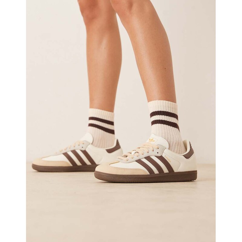 adidas Originals Samba OG trainers in cream and brown-White