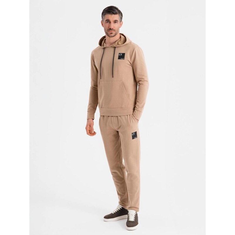 Ombre Clothing Hnědá pánská tepláková souprava (mikina + tepláky