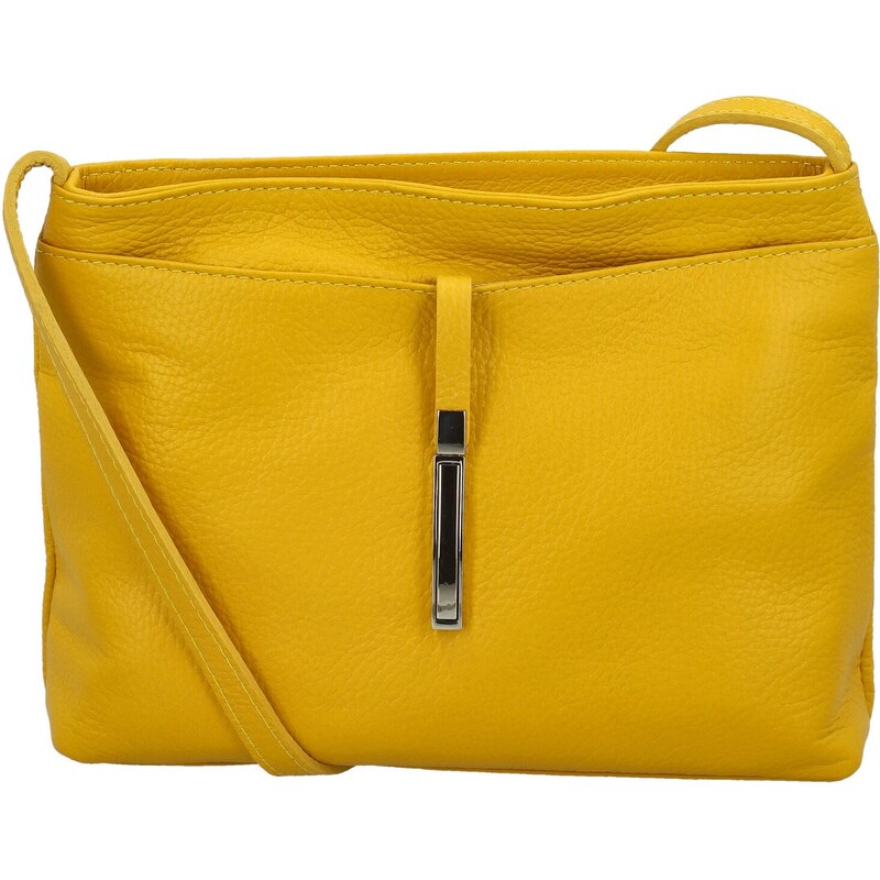 Delami Vera Pelle Dámská kožená crossbody kabelka žlutá - Delami