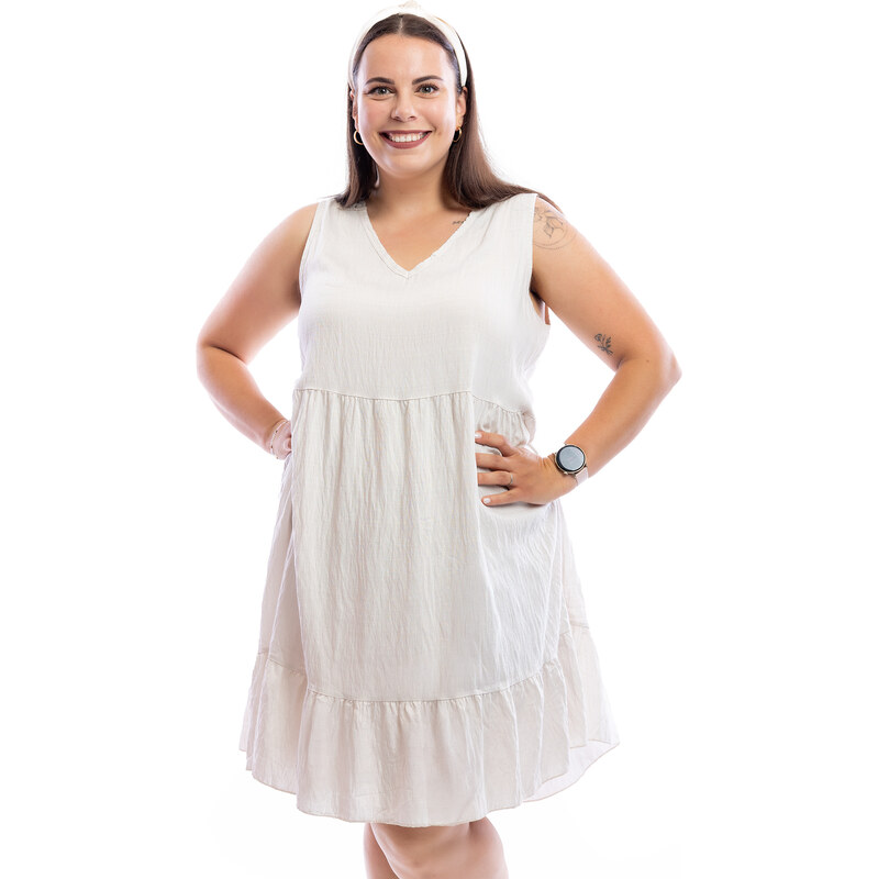 Italy fashion Letní šaty SINDY Barva: Krémová, Velikost: UNI: L-2XL 107255950