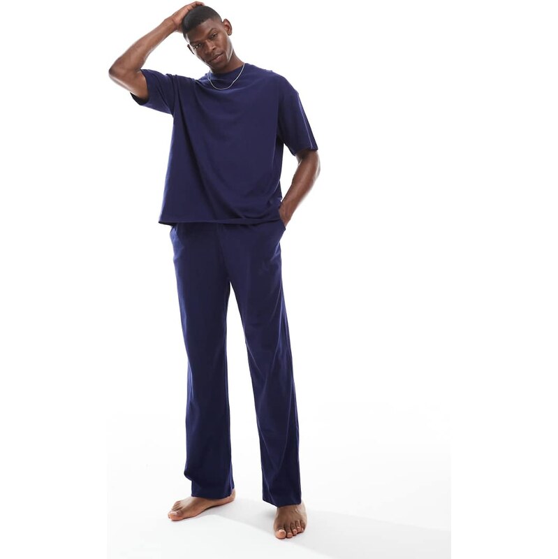 ASOS DESIGN pyjama set in navy