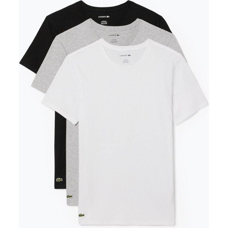 Pánské tričko Lacoste TH9007 3-pak white/silver chine/black