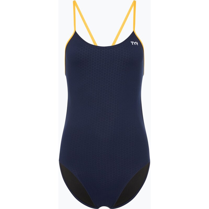 Dámské jednodílné plavky TYR Hexa Cutoutfit navy/gold