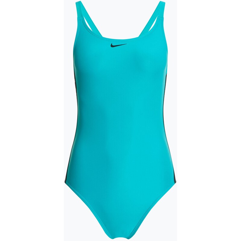 Dámské jednodílné plavky Nike Logo Tape Fastback dusty cactus