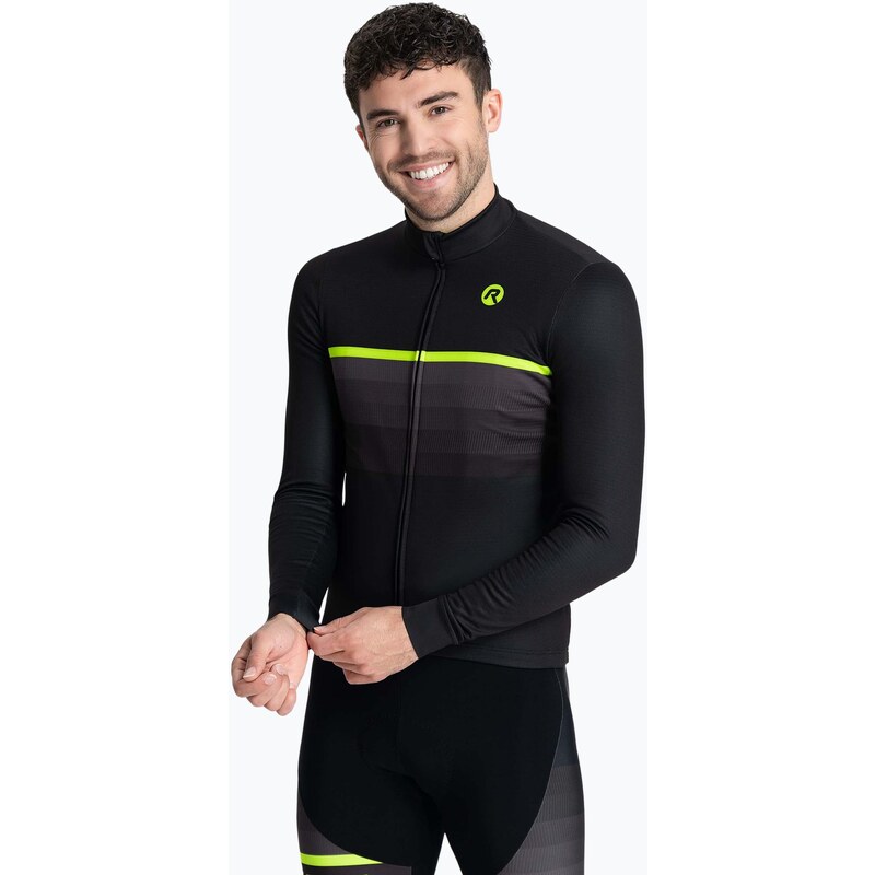 Pánský cyklistický dres longsleeve Rogelli Hero II black/fluor