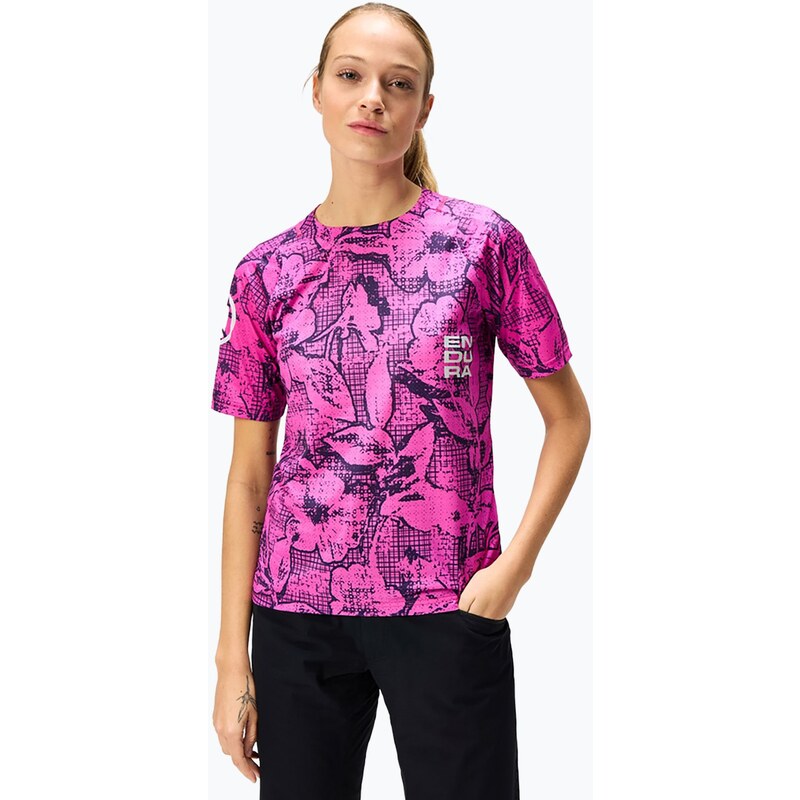 Dámský cyklistický dres Endura Grid Floral Ltd W pink pop