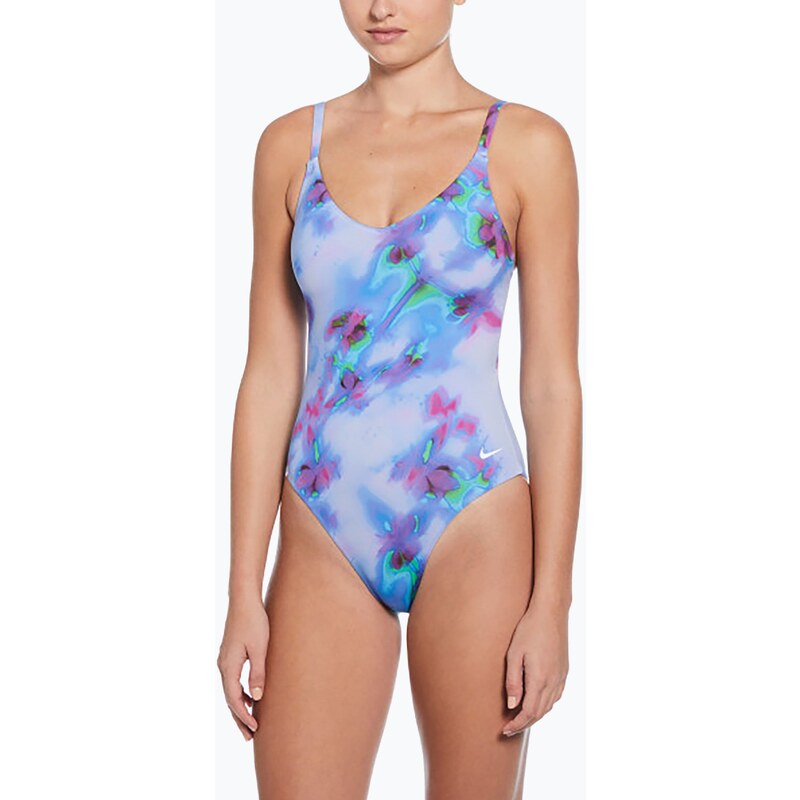 Dětské jednodílné plavky Nike Floral Blur V-Neck hydrangeas