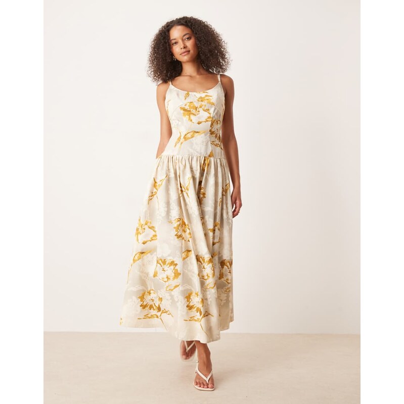 ASOS DESIGN premium strappy seam detail dropped waist midi dress