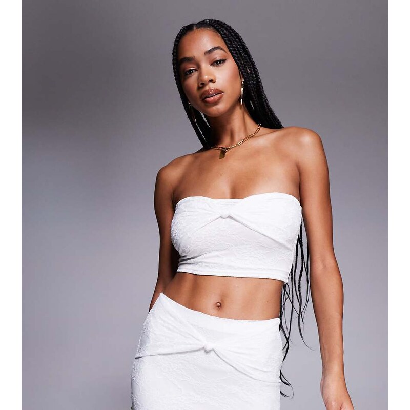 Kaiia exclusive double layered slinky lace knot detail bandeau
