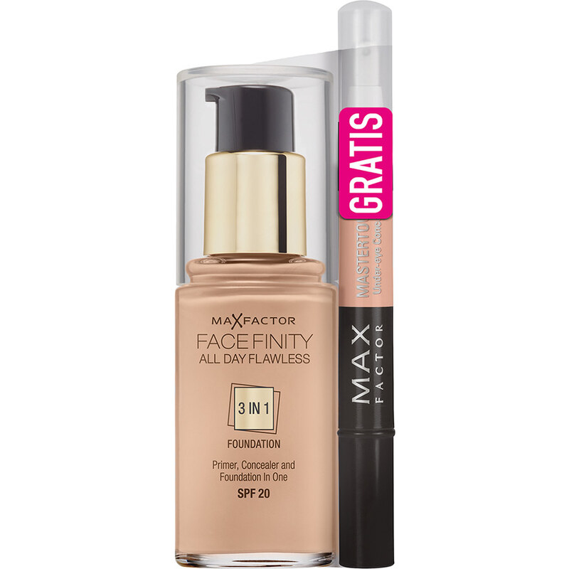 Max Factor Foundation Č. 75 + Concealer 306 All Day Flawless & gratis Maksertouch Podklad 1 ks