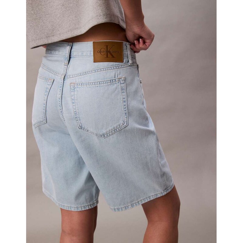Calvin Klein Jeans relaxed bermuda denim shorts in light wash-Blue 107283389