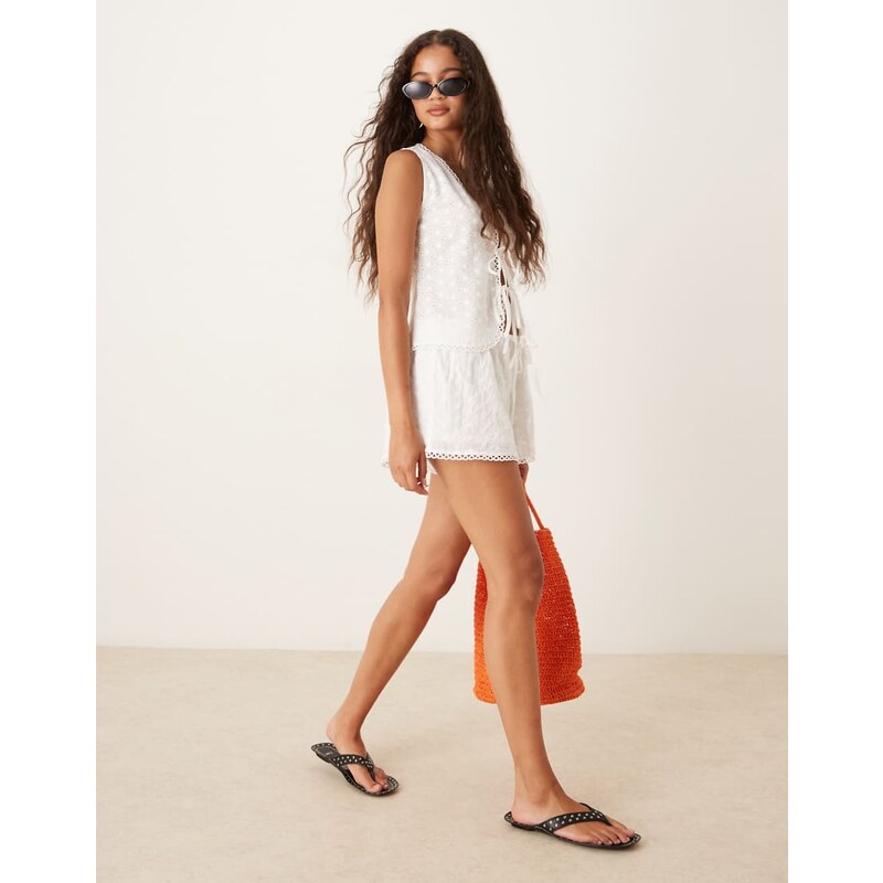 Gina Tricot co-ord broderie anglaise shorts in white