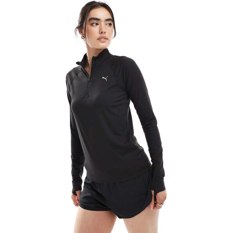 Puma Run Velocity Cloudspun 1/4 zip top in black 107340987
