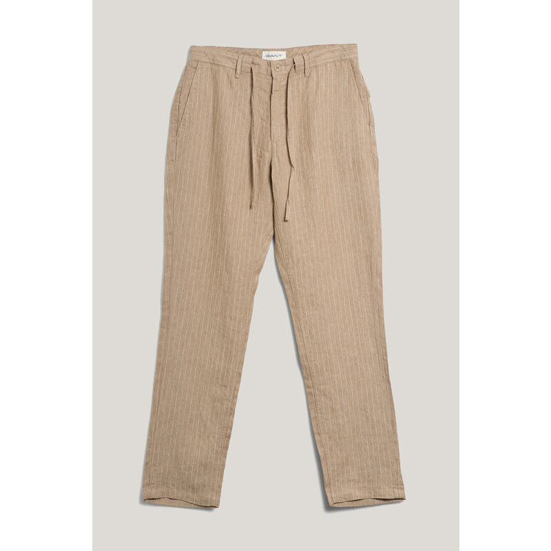 KALHOTY GANT REL LINEN PINSTRIPE DS PANTS CONCRETE BEIGE