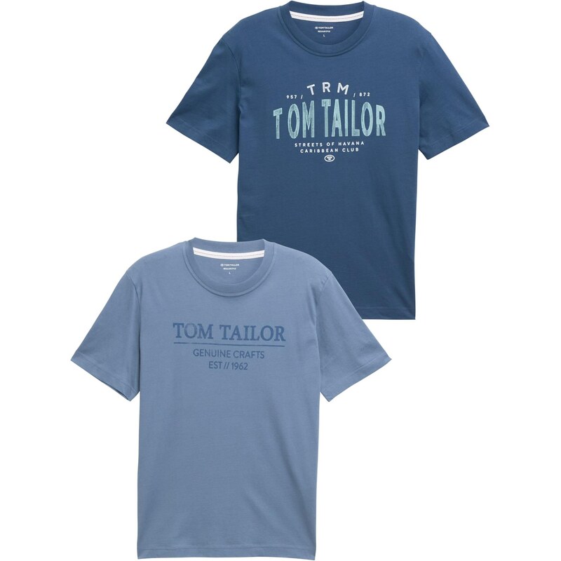 TOM TAILOR Tričko opálová / enciánová modrá / nebeská modř / bílá